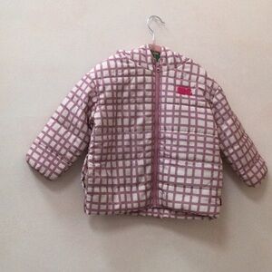 NWT Pink and White Checkered Puffer Jacket